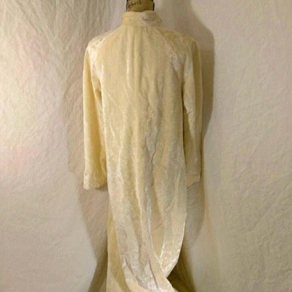 60s Vintage Floor Length Evening Coat velvet ivory fairy queen - Picture 5 of 8